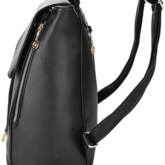 New Reon PU Leather Backpack Black A1 - Picture 3 of 8